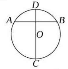 На чертежа точка D е средата на хордата AB Кое твърдение НЕ винаги е вярно