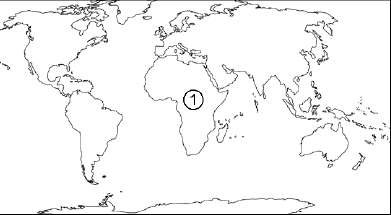 Кой континент е означен с цифрата 1 на картосхемата
