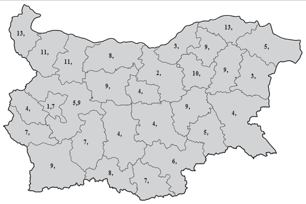 Анализирай данните от картосхемата за равнището на безработица  в България по области Избери вярното твърдение