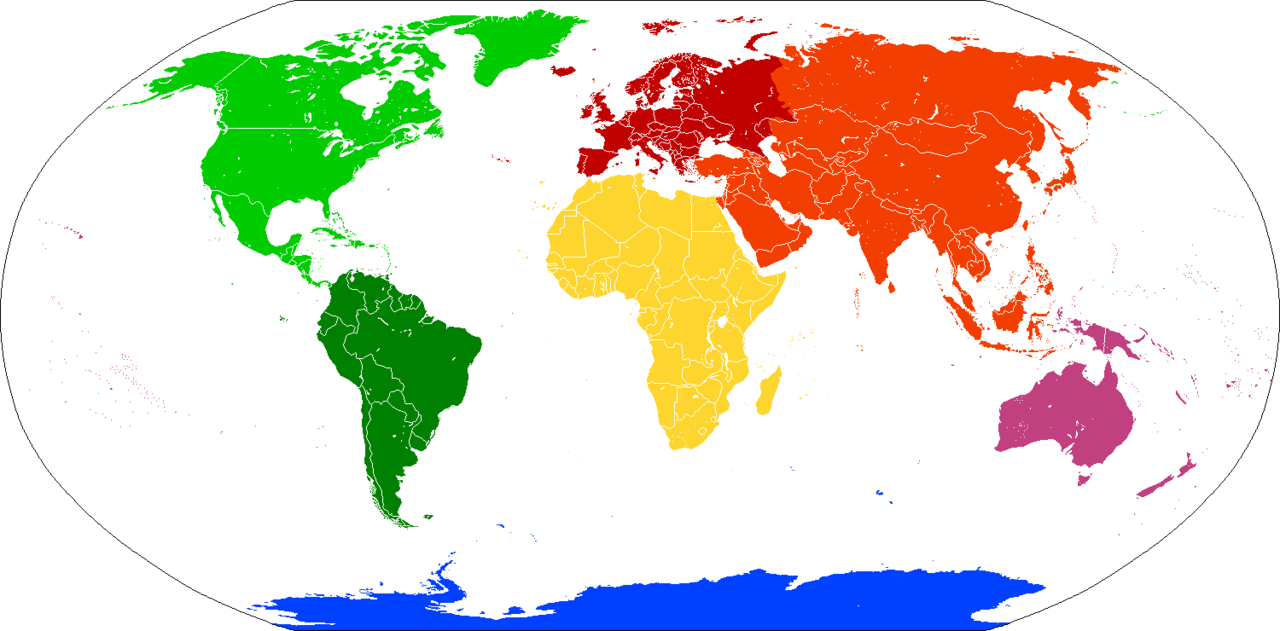 Кой континент е изобразен с жълт цвят на картосхемата